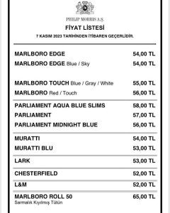 Bugün itibarıyla Philip Morris grubundaki bazı ürünlere zam geldi.